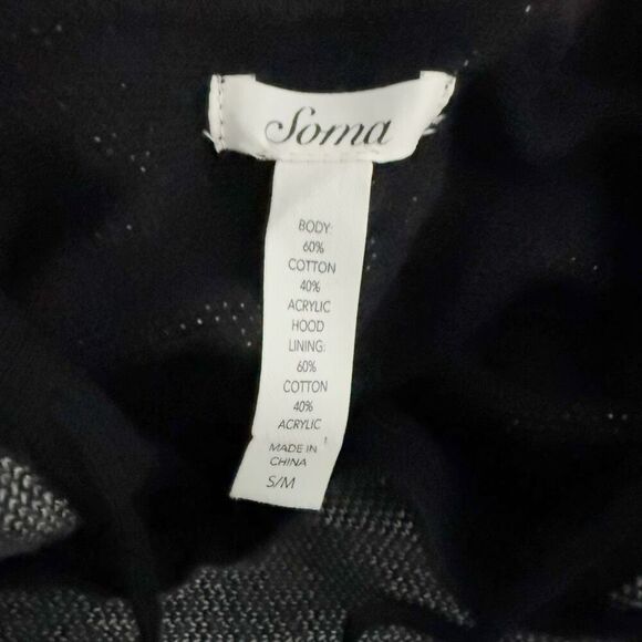 SOMA | Live Lounge Wear Hooded Sweater Heathered Knit Gray Black | Small/Medium - Picture 5 of 6